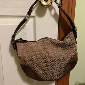 Coach Signature Logo Hobo bag  with suede leather trim